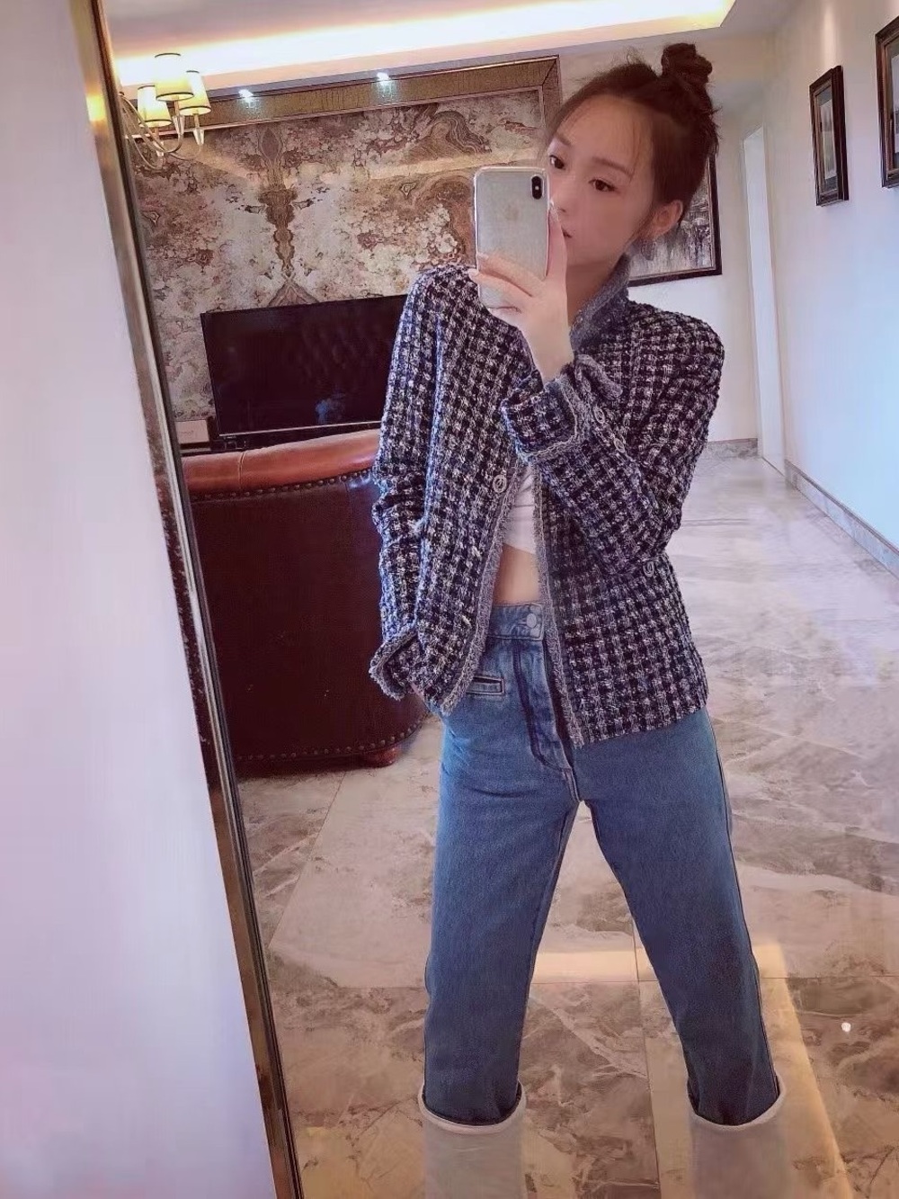 🚩steal Loewe Light Blue Straight-Leg Jeans with Cream Cuffs - Picture 5 of 5